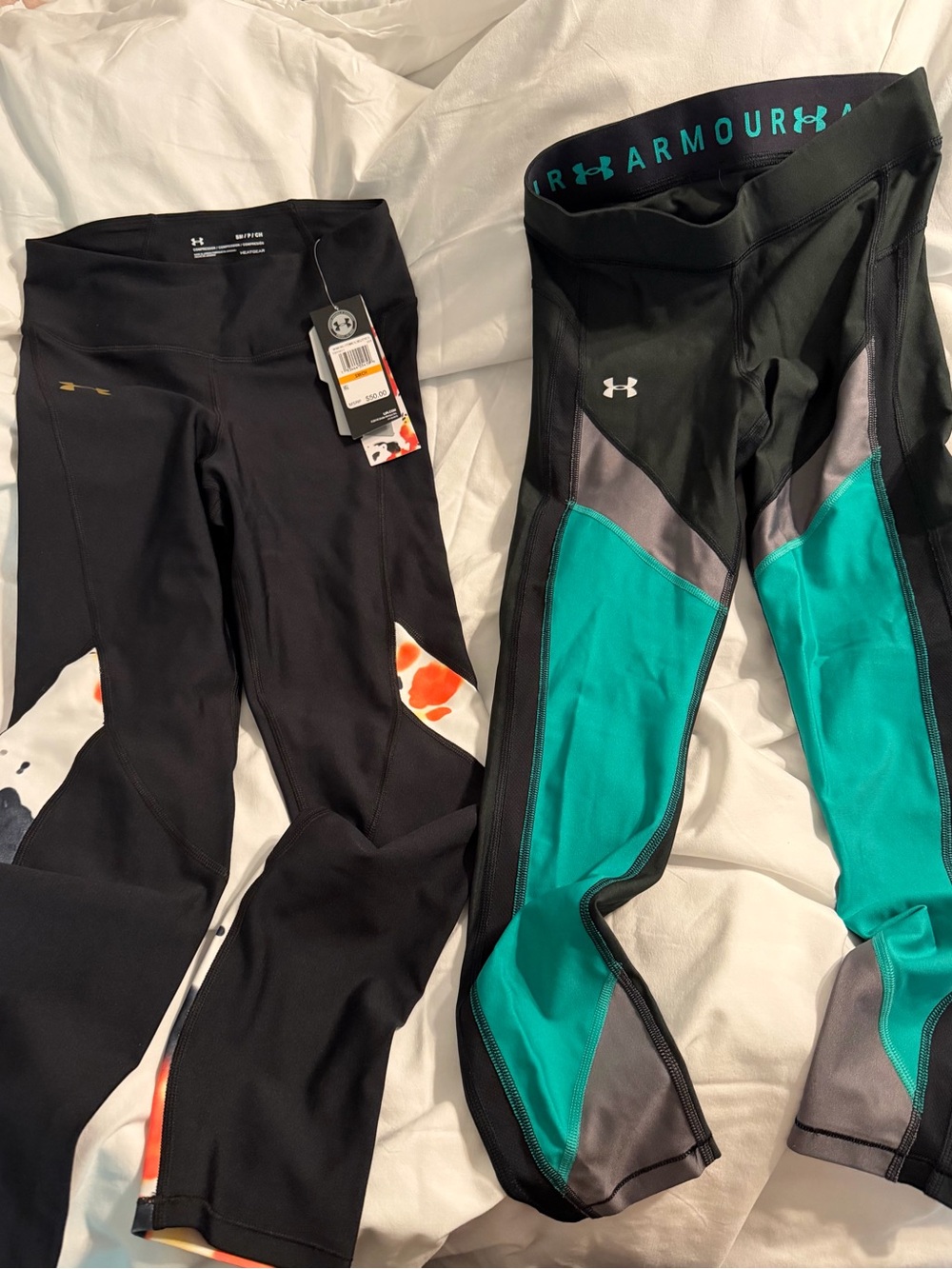 Under Armour Womens Black & Teal Athletic Leggings